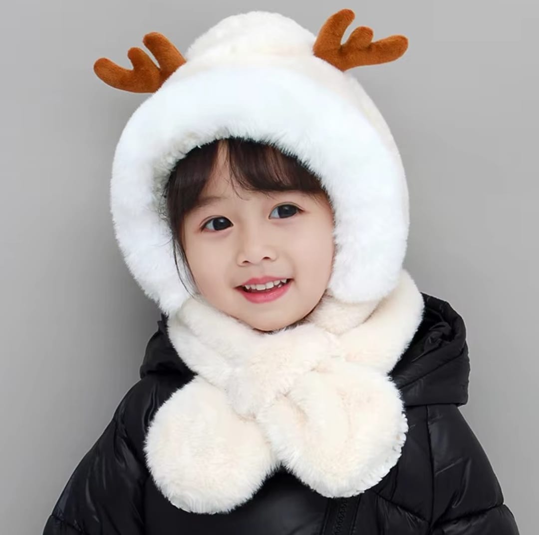 Baby Winter Warm Hat Scarf Girls Boys Winter Hat Earflap Hoodie Scarf Children Winter Thicken Ear Hat for Infant Baby Accessory