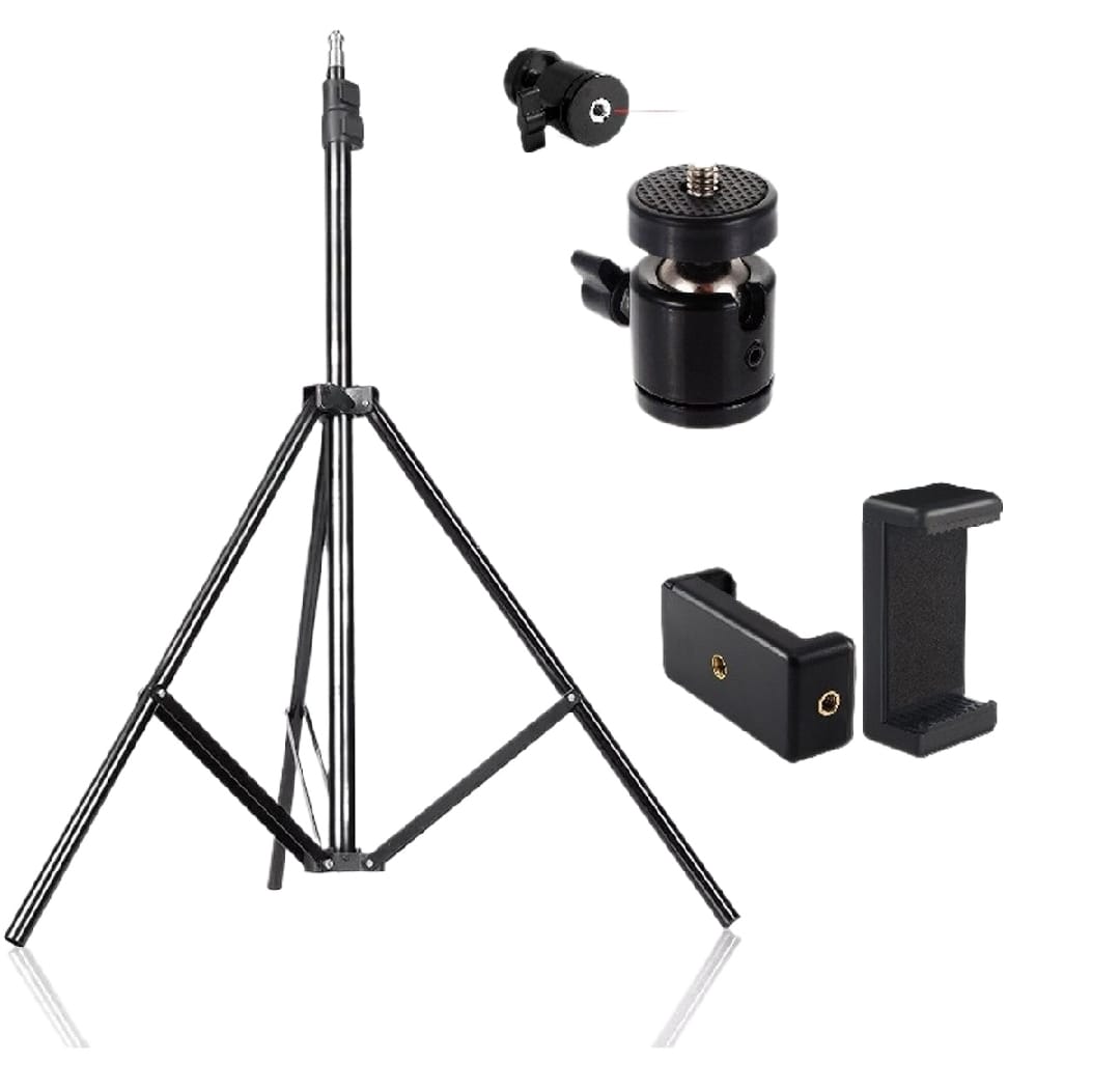 7 Feet Tripod with 360 Rotatable Ball Head & Fancy Mobile Holder Tripod for Mobile