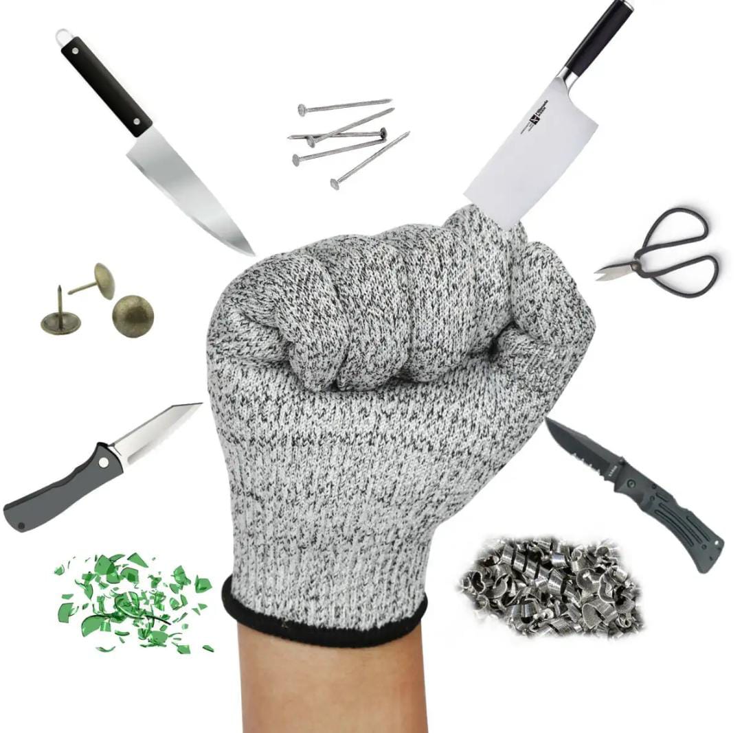 Anti-cut Gloves Safety Cut Proof Stab Resistant Stainless Steel Wire Metal Butcher Cut-Resistant Safety Hiking Gloves Kitchen Tool.