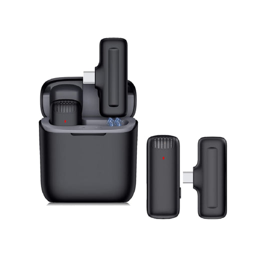 J11 Wireless Lavalier Microphone with Noise Reduction for iPhone & Android, Type C, Charging Case (Single Mic)