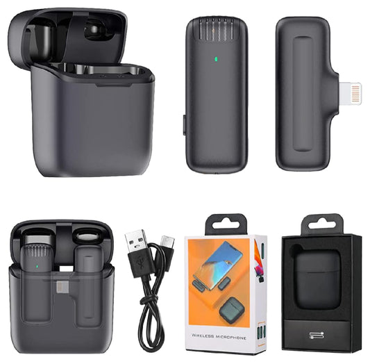 J11 Wireless Lavalier Microphone with Noise Reduction for iPhone & Android, Type C, Charging Case (Single Mic)