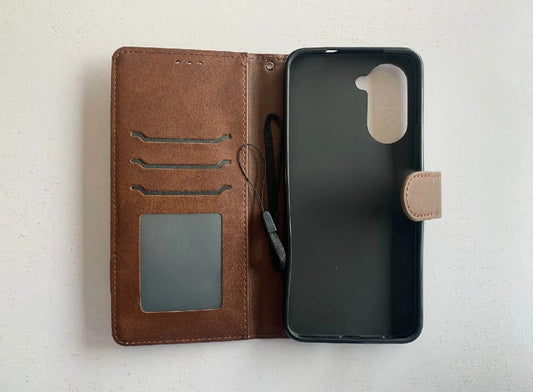 Book Cover for Vivo Y18/ Vivo Y03 PU Leather Flip Case/ Wallet Case/ Book Cover with Cards and Cash slots