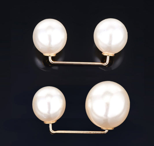 Fashion Versatile Women Girls Tighten Waist Pin Double Imitation Pearl Brooches Sweater Cardigan Fixed Brooch Clothing Accessories