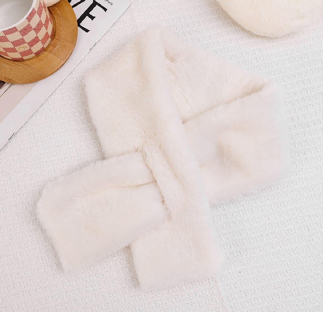 Solid Color Rabbit Fur Plush Shawl Scarfs Winter Warm Thicken Collar for Girls