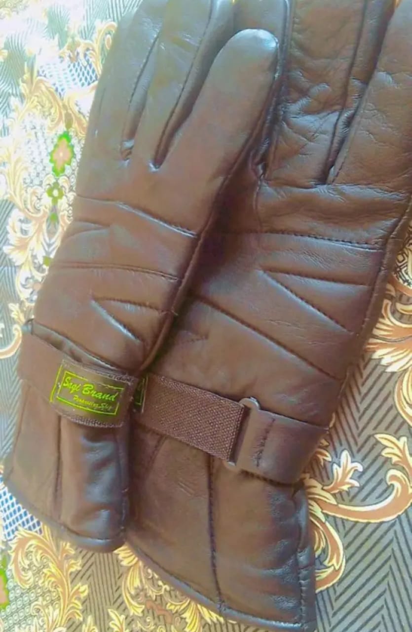 Winter Leather Black Warm Gloves for outing