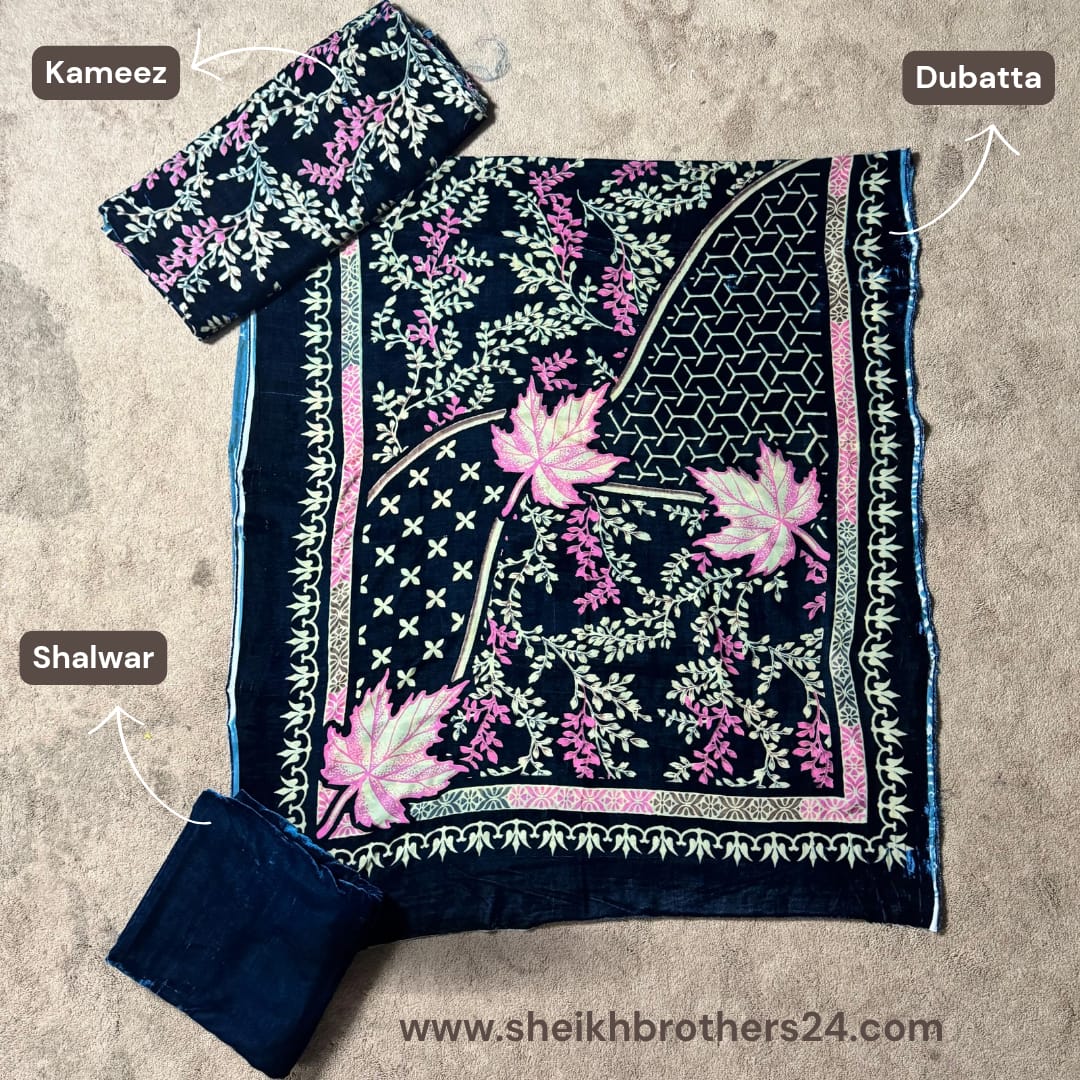 Palachi (پلچھی) Velvet Unstitch Suit in Elegant Design & Colors (Shalwar, Kameez & Dubatta)