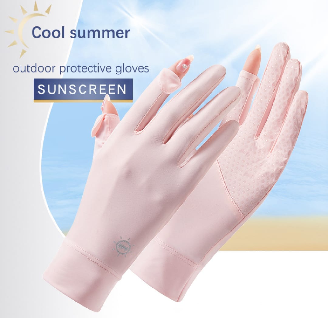 Outdoor Men & Women Cycling Driving Sunscreen Thin Sun Protection Ice Silk Anti-UV Gloves