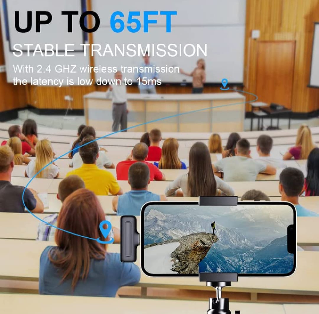 J11 Wireless Lavalier Microphone with Noise Reduction for iPhone & Android, Type C, Charging Case (Single Mic)