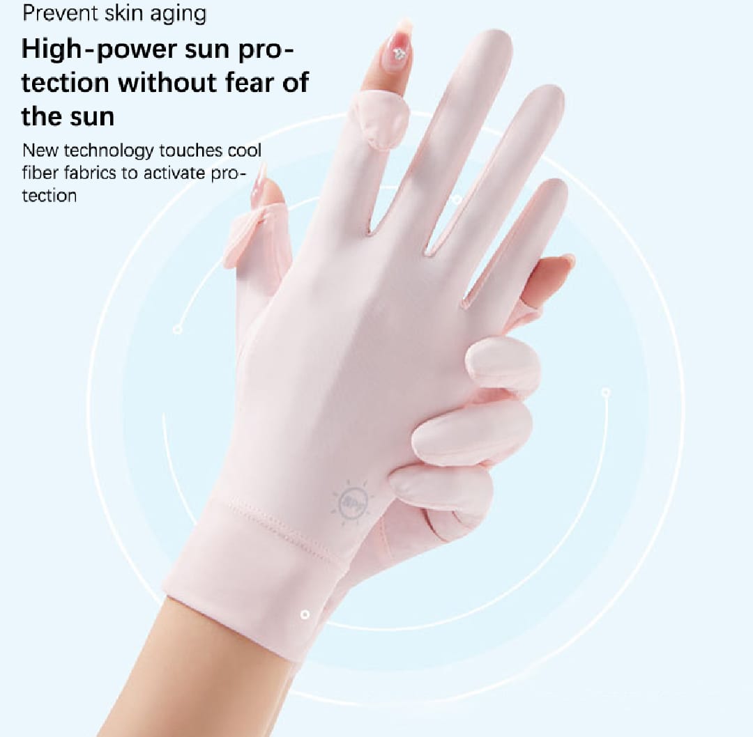 Outdoor Men & Women Cycling Driving Sunscreen Thin Sun Protection Ice Silk Anti-UV Gloves