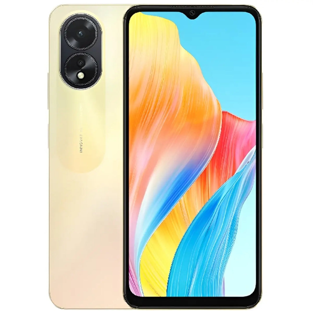 Oppo A38 - RAM 6 GB ROM 128 GB Front Camera 5 MP Back Camera Dual Camera: 50 MP, f/1.8, (wide), PDAF + 2 MP, f/2.4, (depth) Battery Type (Li-Po Non removable), 5000 mAh