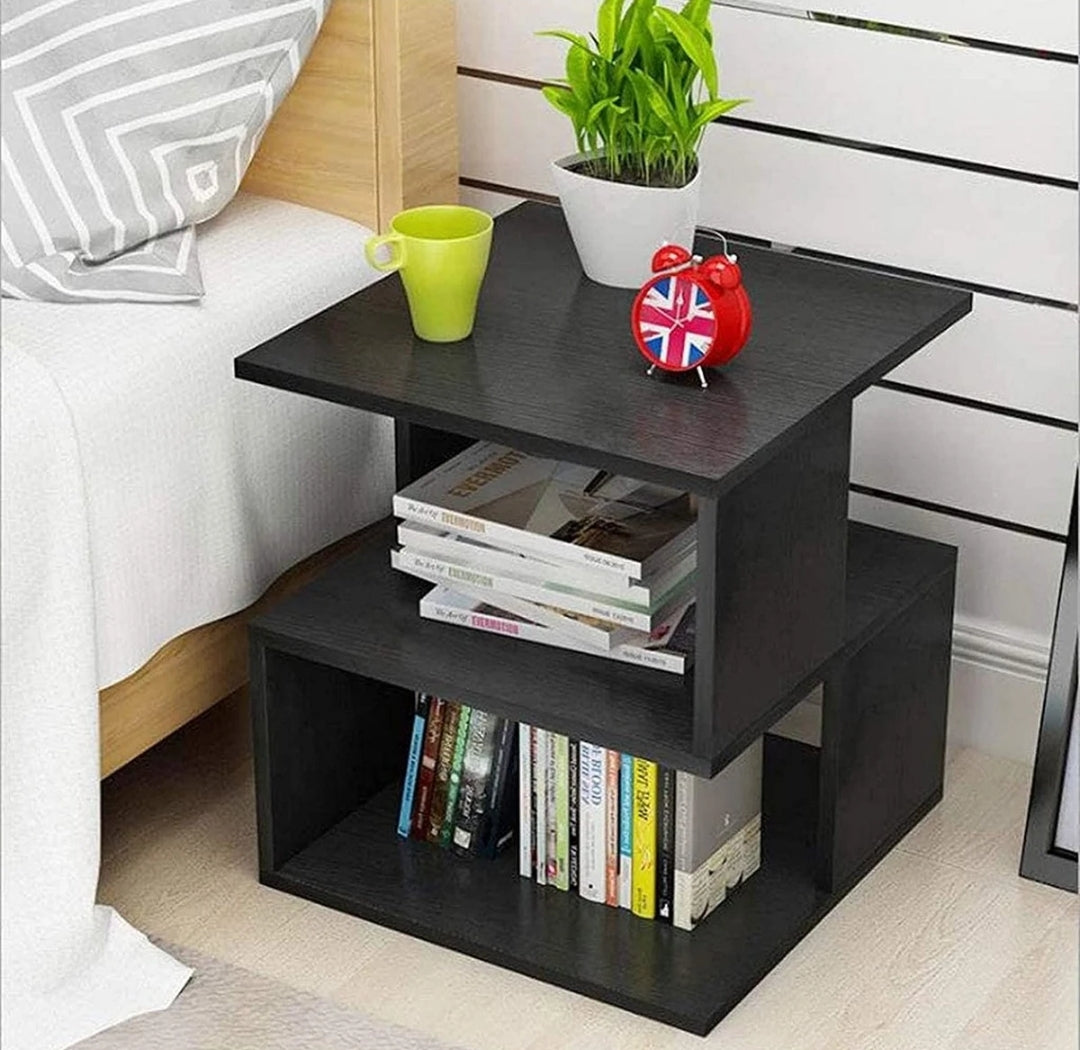 2 Side Tables Modern Side Table with storage shelf