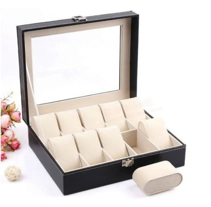 Leather Watch Box Case Holder Organizer Storage Box for Watches Display Best Gift 6/10/12 Grid