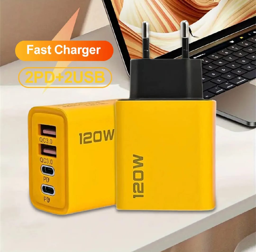 120W Fast Charger Type-C PD 4 Ports Fast Charging Charger EU/US Plug Quick Charge 3.0 Travel Charger Adapter