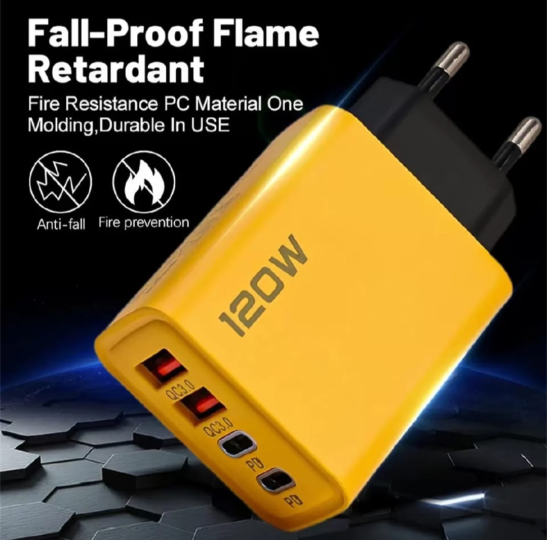 120W Fast Charger Type-C PD 4 Ports Fast Charging Charger EU/US Plug Quick Charge 3.0 Travel Charger Adapter