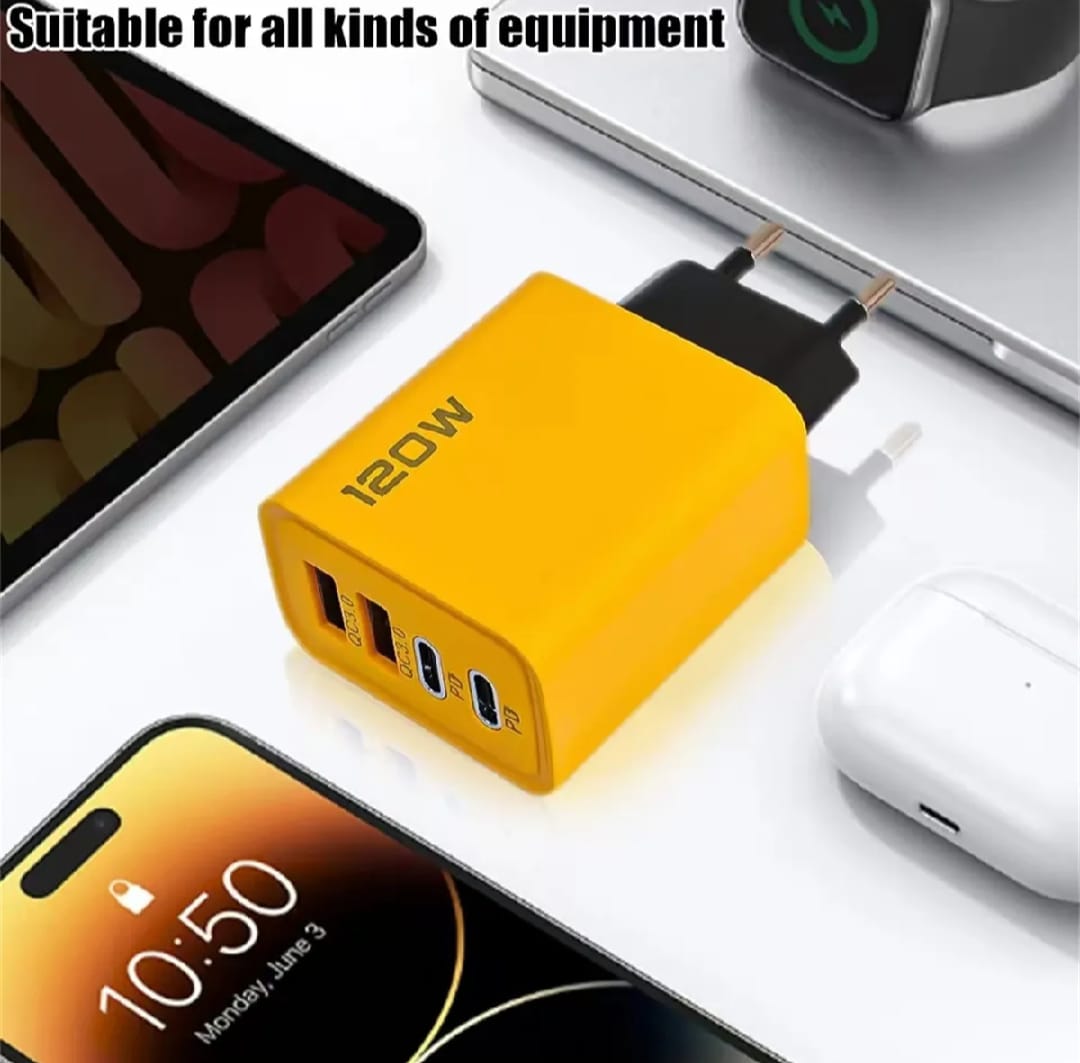 120W Fast Charger Type-C PD 4 Ports Fast Charging Charger EU/US Plug Quick Charge 3.0 Travel Charger Adapter
