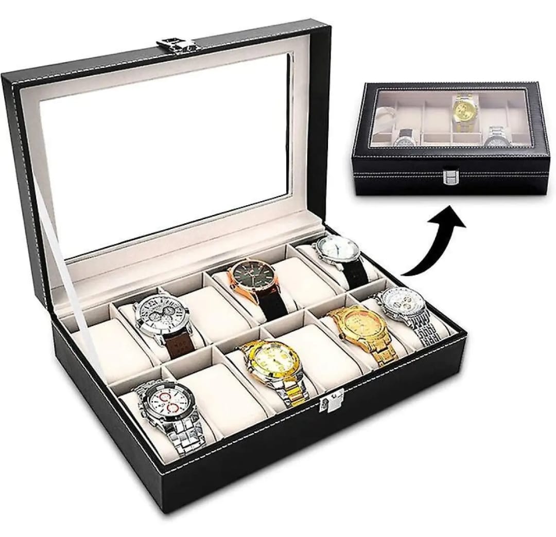 Leather Watch Box Case Holder Organizer Storage Box for Watches Display Best Gift 6/10/12 Grid