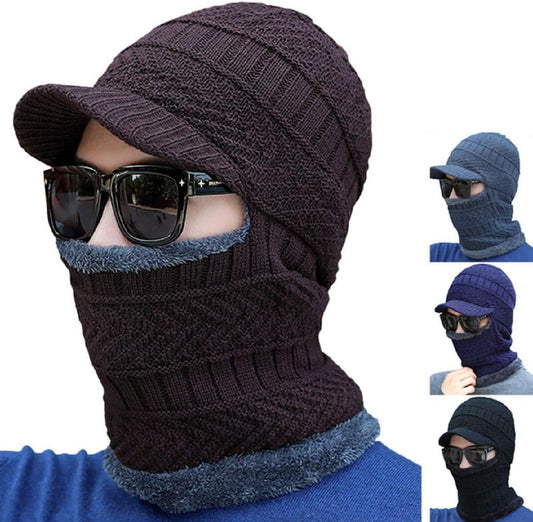 Men Ladies Knitted Beanie Hat Winter Neck Warmer Balaclava Snow Ski Caps