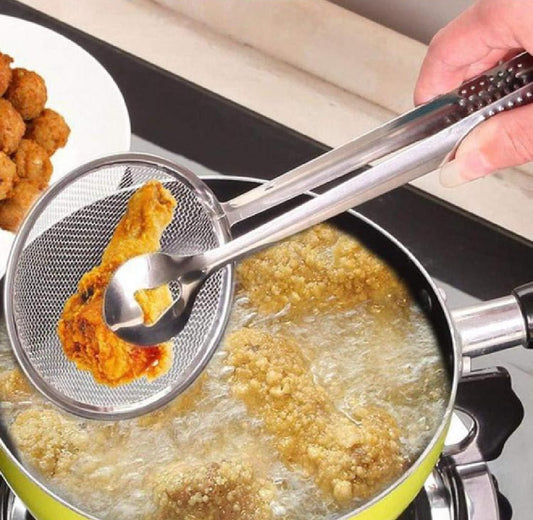 Multi-functional 2 in 1 Fry Tool Filter Spoon Strainer With Clip