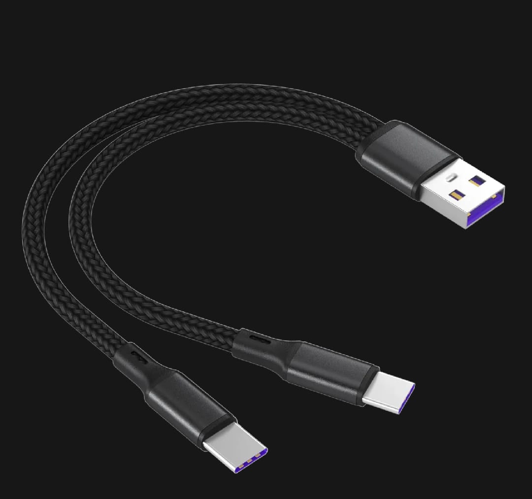 1.2m 2-in-1 Data Cable Type C Micro Fast Charging Cable Y Splitter 5A Fast Charging Cable