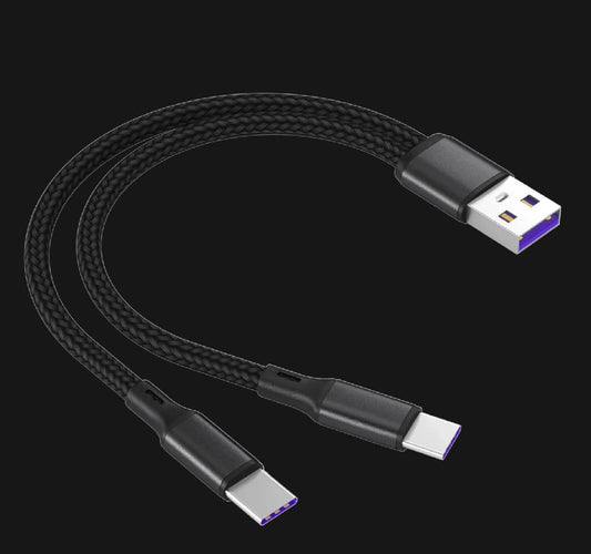 1.2m 2-in-1 Data Cable Type C Micro Fast Charging Cable Y Splitter 5A Fast Charging Cable