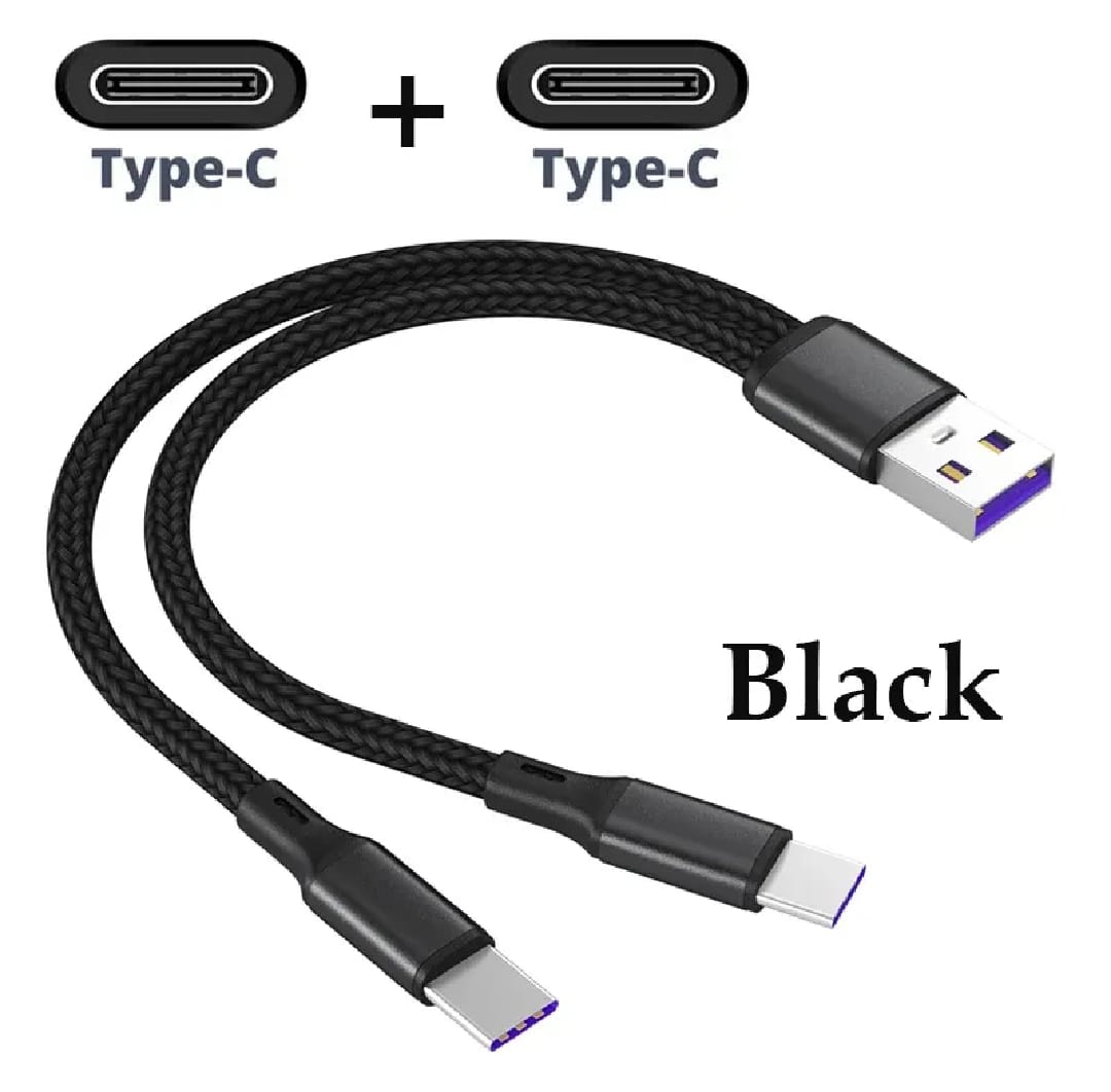 1.2m 2-in-1 Data Cable Type C Micro Fast Charging Cable Y Splitter 5A Fast Charging Cable