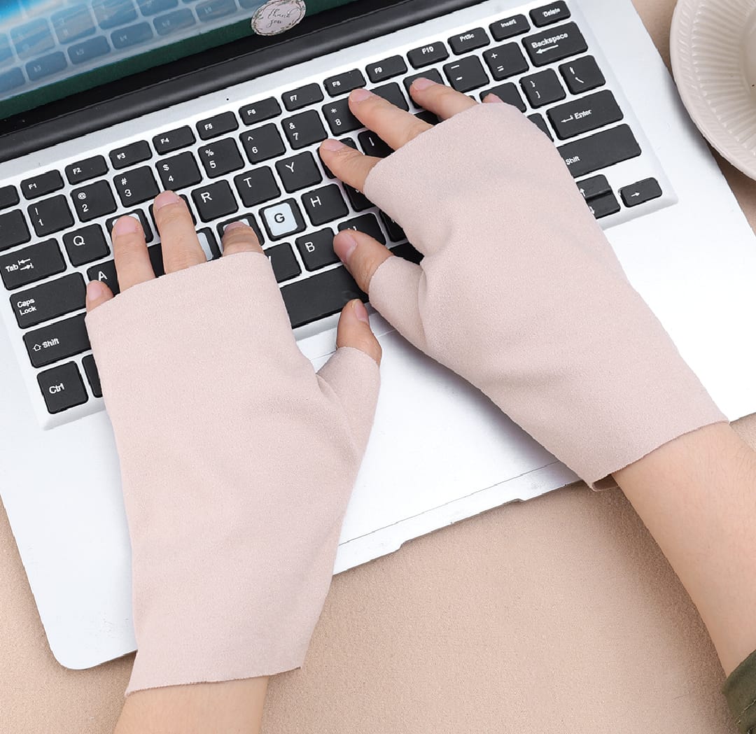 Women Warm Half Finger Gloves Autumn Winter Velvet Thicken Mittens Sports Cycling Golves Office Work Touch Screen Gloves