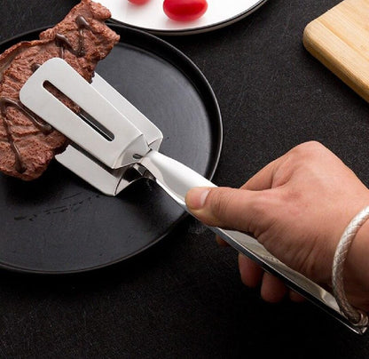 Multifunctional Stainless Steel Food Flipping Steak Clamps Spatula Spatula Tongs Clip Beefsteak 3-in-1 Cooking Tong Double Sided