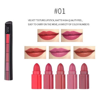 5-in-1 Lipstick 7.5gm - Five Shades In One Stick, Long Lasting, Matte Finishing | Non Drying Formula with Intense Color Payoff | Compact & Easy to Use