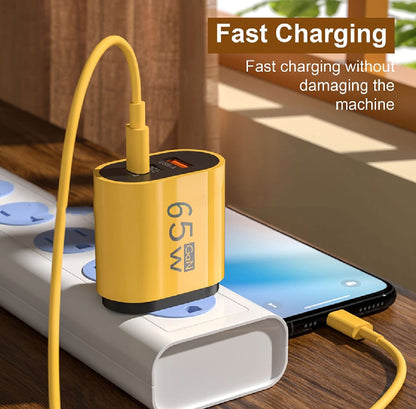 65W GaN Charger PD Fast Charge Type C USB Charger Phone Adapter 3 Port Wall Quick Charger