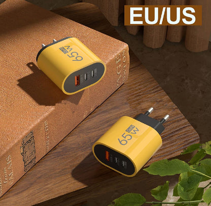65W GaN Charger PD Fast Charge Type C USB Charger Phone Adapter 3 Port Wall Quick Charger