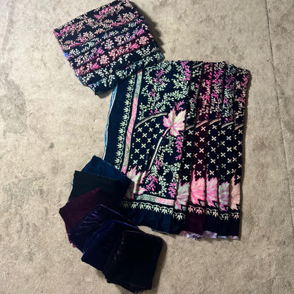 Palachi (پلچھی) Velvet Unstitch Suit in Elegant Design & Colors (Shalwar, Kameez & Dubatta)