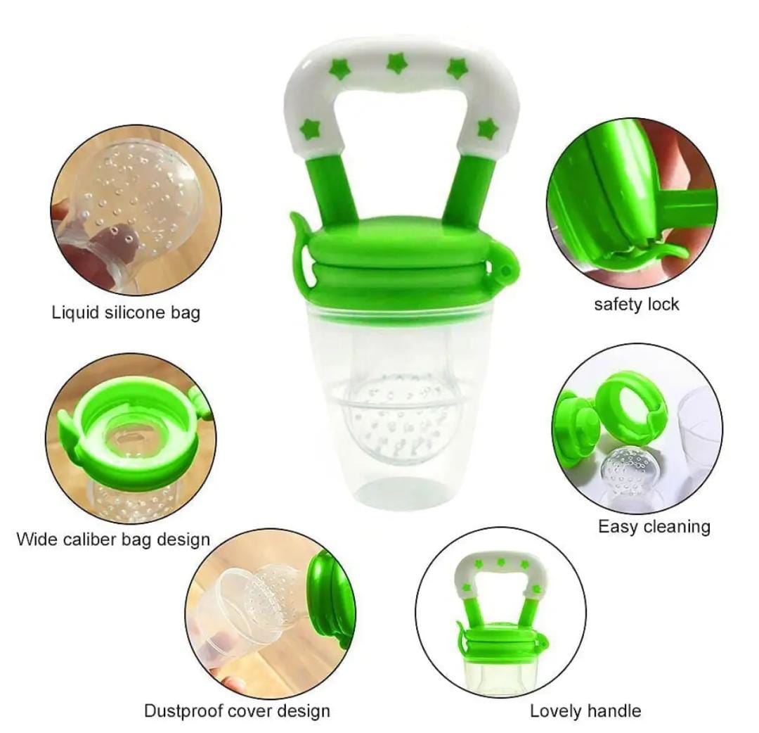 Pack of 4 Baby Silicone Spoon Feeder - Fruit Pacifier - Knee Pads - U Shape Brush