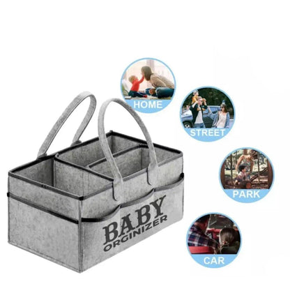 Pack of 3 Baby Caddy Organizer & Portable Storage Basket Foldable Durable Nursery Essentials Storage Basket Bin