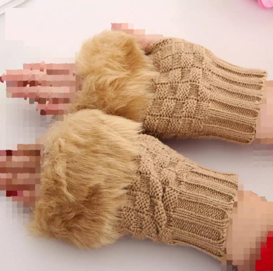 Hand Wrist Warmer Winter Fingerless Knitted Gloves for Girls