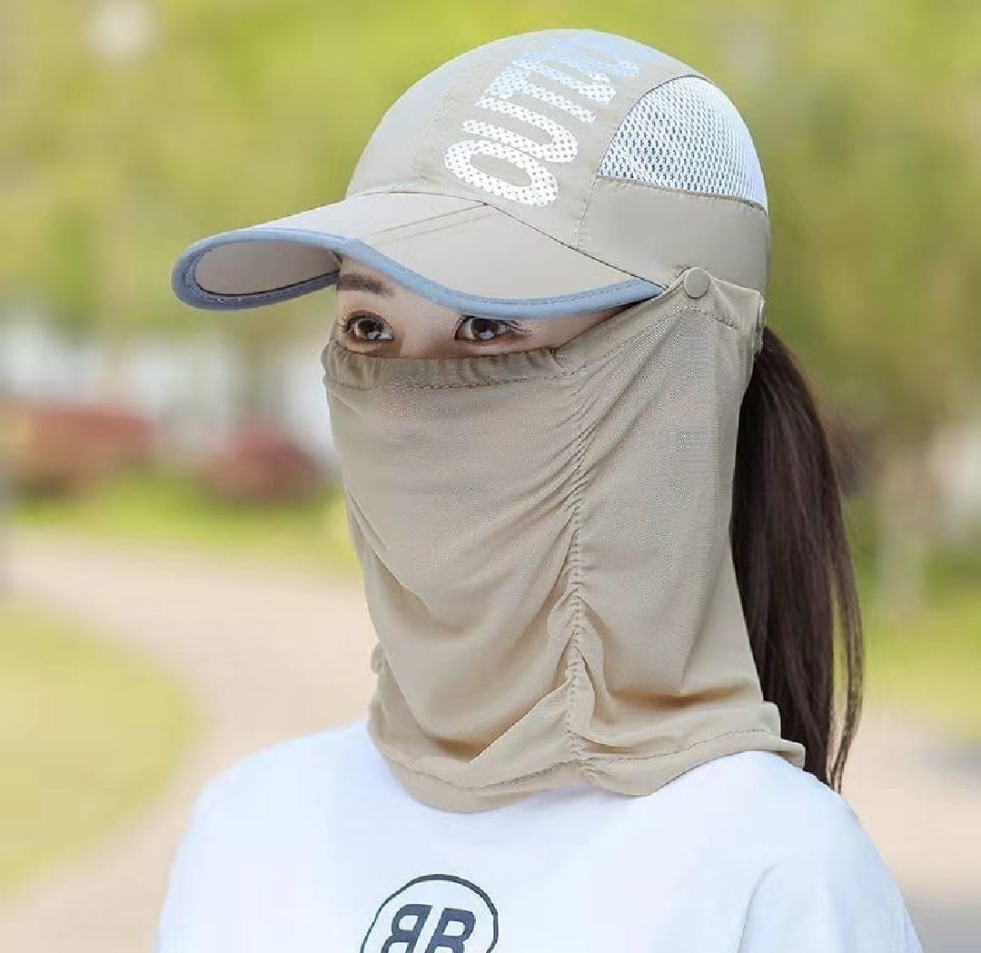 Summer Sun Cap & mask men and women UV protection sun hats cycling folding breathable face-covering fishing Cap for farm work