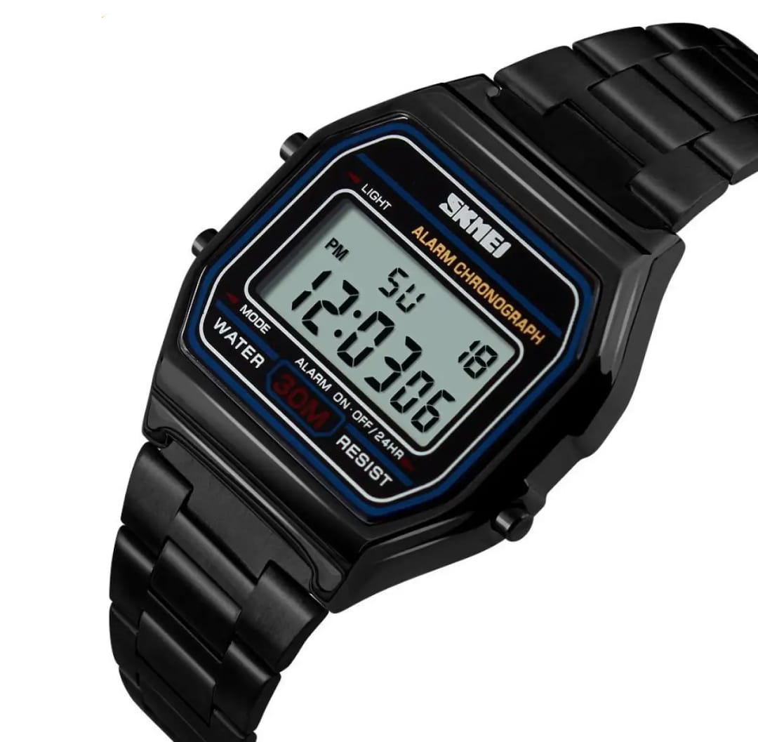 Stainless Steel Backlight Alarm Chrono, Waterproof Digital Watch for Gents & Ladies