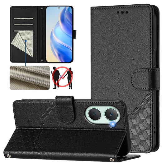Book Cover for Vivo Y03T Y03 4G Y18, Skin Feeling PU Leather Case Book Cover Wallet Case With Card Slot Bracket Shockproof Design