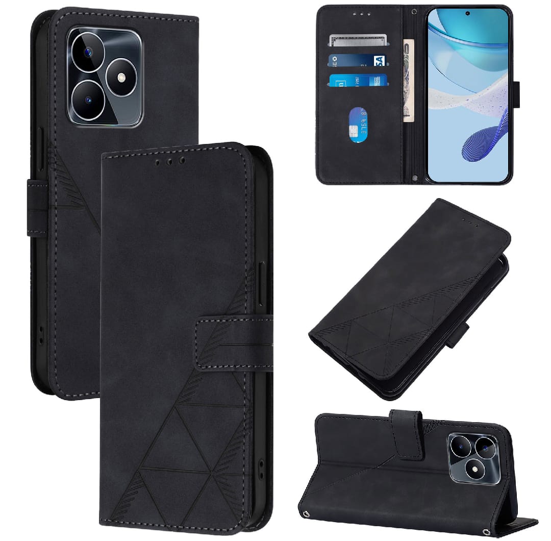 Phone Case for Realme C63 / C61 / Narzo N63 - PU Leather Book Cover Case - Wallet Case Card Slot Design