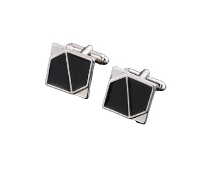 Cufflinks In Silver & Black decent Design For men