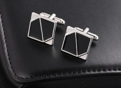 Cufflinks In Silver & Black decent Design For men