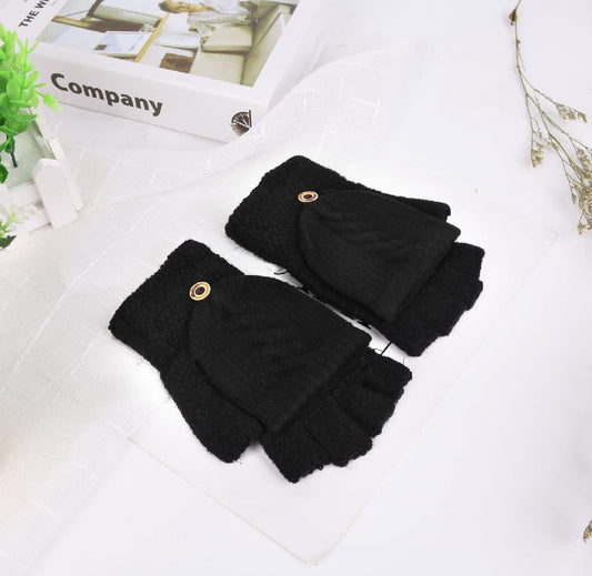 Girls Men Fashion Thermal Soft Cover Half Finger Mittens