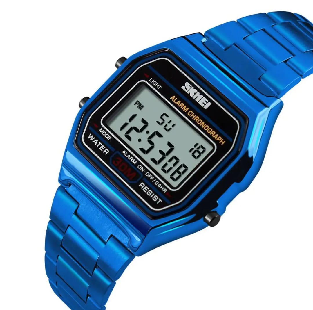 Stainless Steel Backlight Alarm Chrono, Waterproof Digital Watch for Gents & Ladies