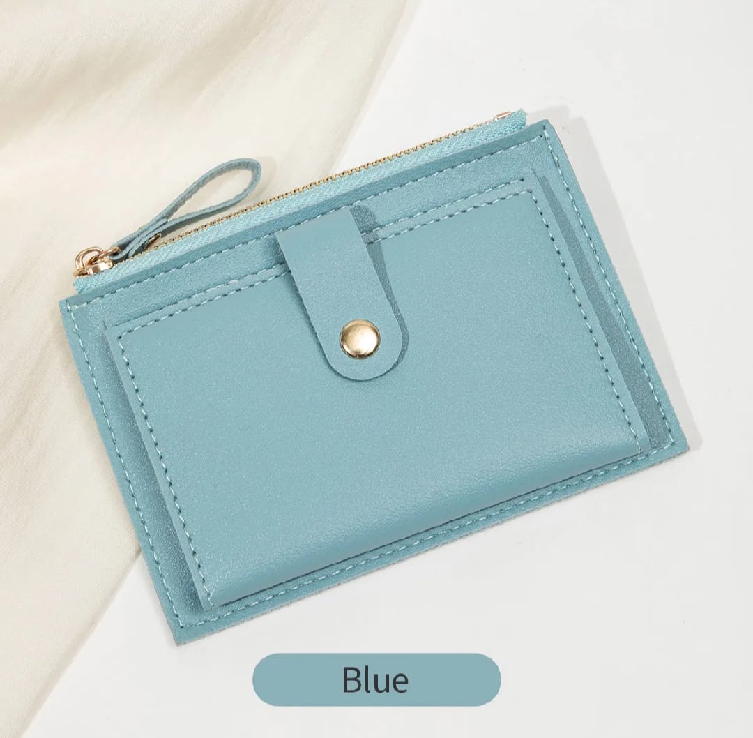 Minimalist and fashionable women's short card bag, ultra-thin mini PU leather zero wallet, women's credit card holder wallet