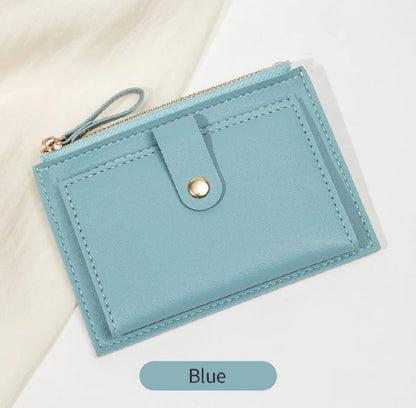 Minimalist and fashionable women's short card bag, ultra-thin mini PU leather zero wallet, women's credit card holder wallet