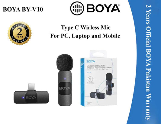 Boya Wireless Microphone System with USB Type-C & iphone Connector for Mobile Devices