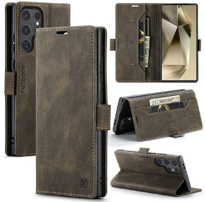 Samsung Galaxy S24 Ultra Leather Flip Cover Stand Magnetic Closure Shockproof Protective Book Case