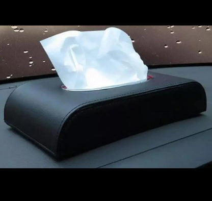 PU LEATHER CAR TISSUE BOX UNIVERSAL -BLACK HIGH QUALITY LEATHER