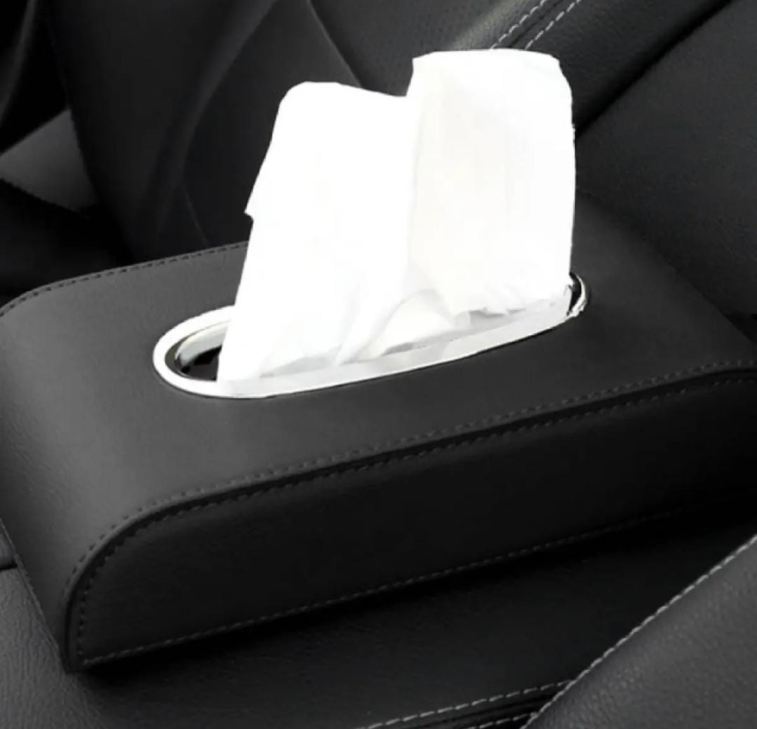 PU LEATHER CAR TISSUE BOX UNIVERSAL -BLACK HIGH QUALITY LEATHER