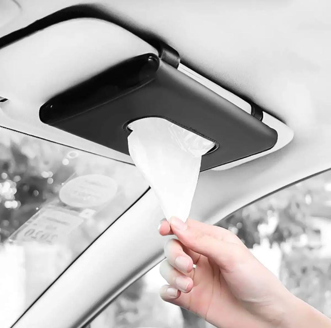 Premium Quality Sun Visor Car Tissue Box Holder with 50 FREE Tissues - Vehicle Tissue Dispenser