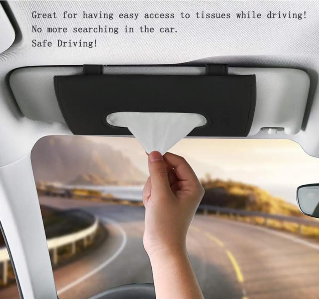 Premium Quality Sun Visor Car Tissue Box Holder with 50 FREE Tissues - Vehicle Tissue Dispenser